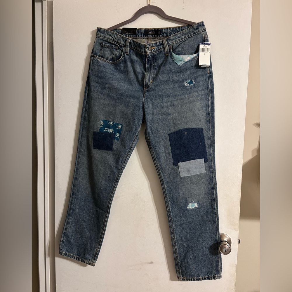 NWT Ralph Lauren Women’s Boyfriend Taper Patchwork Jeans - size 10